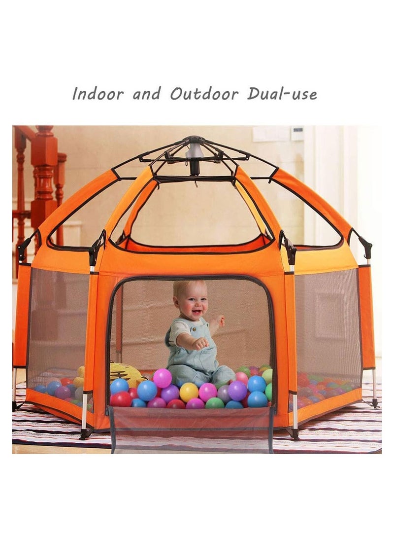 COOLBABY Kids Portable Foldable Playpen Quick Open Fence for Indoor and Outdoor Activity Center with UP Shade Protective Cover Toddler Play Yard