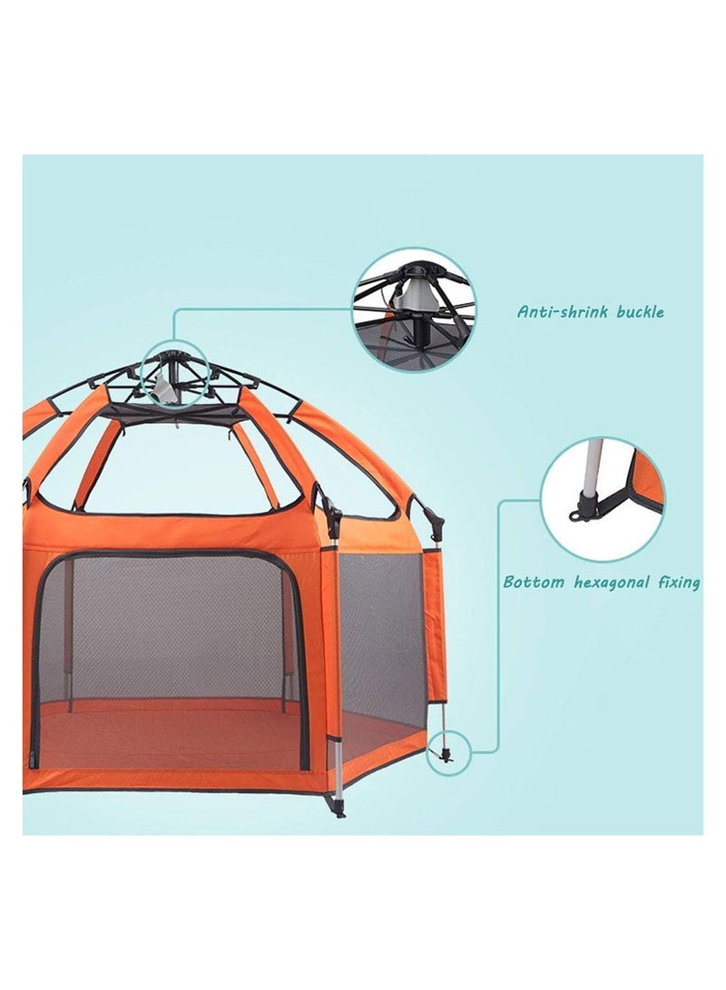 COOLBABY Kids Portable Foldable Playpen Quick Open Fence for Indoor and Outdoor Activity Center with UP Shade Protective Cover Toddler Play Yard