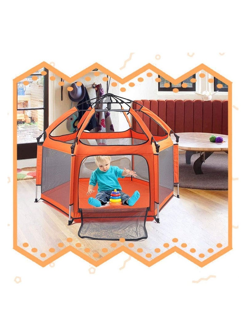 COOLBABY Kids Portable Foldable Playpen Quick Open Fence for Indoor and Outdoor Activity Center with UP Shade Protective Cover Toddler Play Yard