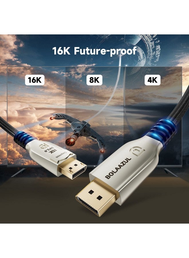 8K Displayport 2.0 Cable 6Ft 16K Dp Cable 2.0 (16K@60Hz 8K@120Hz 4K@240Hz 165Hz 144Hz Gsync Freesync) Video Monitor Cable Uhbr20 Displayport Male To Display Port Cord Dp 1.4 1.2 Compatible
