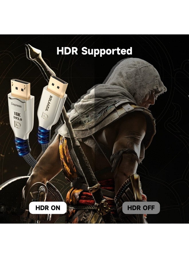 8K Displayport 2.0 Cable 6Ft 16K Dp Cable 2.0 (16K@60Hz 8K@120Hz 4K@240Hz 165Hz 144Hz Gsync Freesync) Video Monitor Cable Uhbr20 Displayport Male To Display Port Cord Dp 1.4 1.2 Compatible