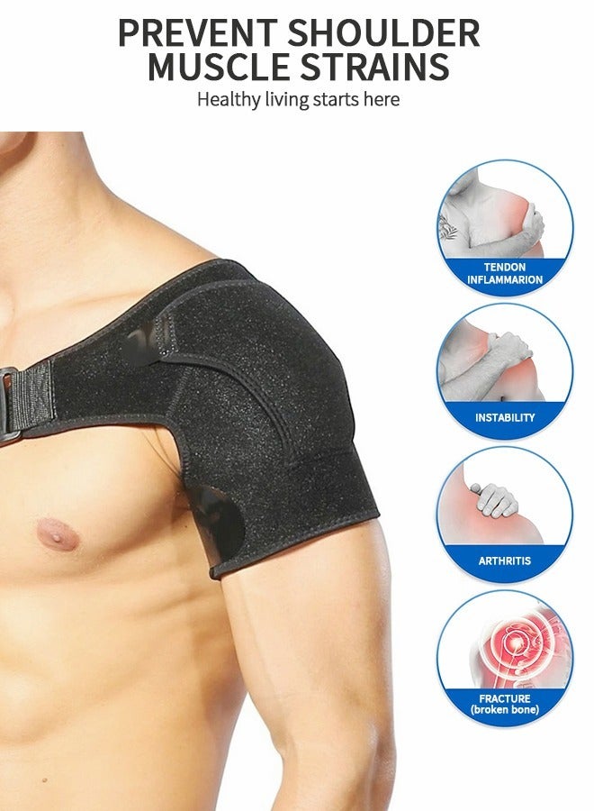 Shoulder Brace, Shoulder Support and Compression Sleeve for Torn Rotator Cuff, Dislocated Shoulder, Pain Relief, Adjustable Fits Shoulder Brace Immobilizer Strap with Ice Pack Pocket