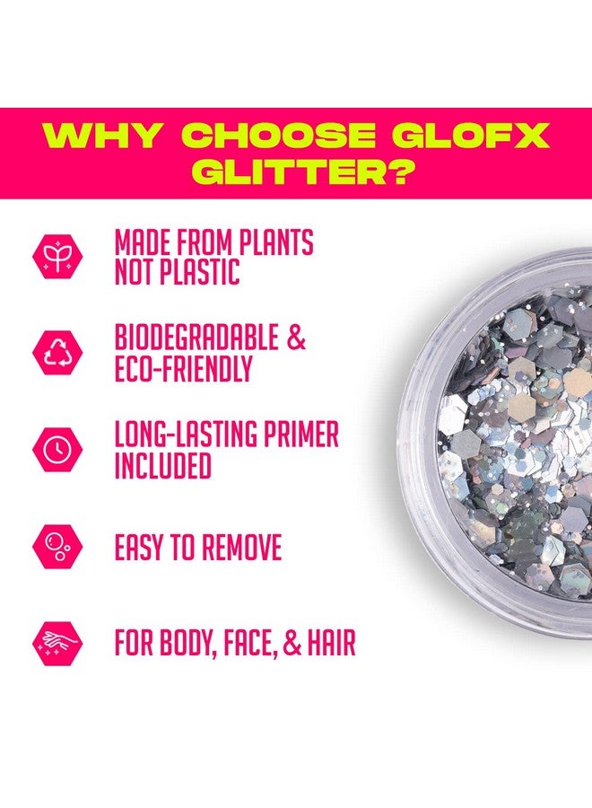 Biodegradable Makeup Glitter Combination 4 Pack For Hair Face And Body ; Perfect Festival And Rave Makeup Accessory