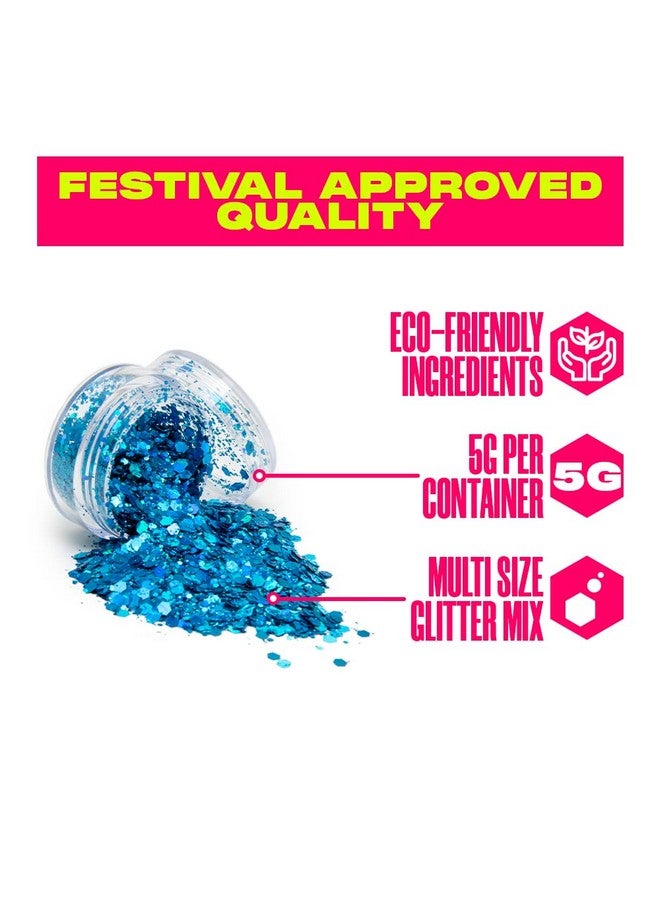 Biodegradable Makeup Glitter Combination 4 Pack For Hair Face And Body ; Perfect Festival And Rave Makeup Accessory