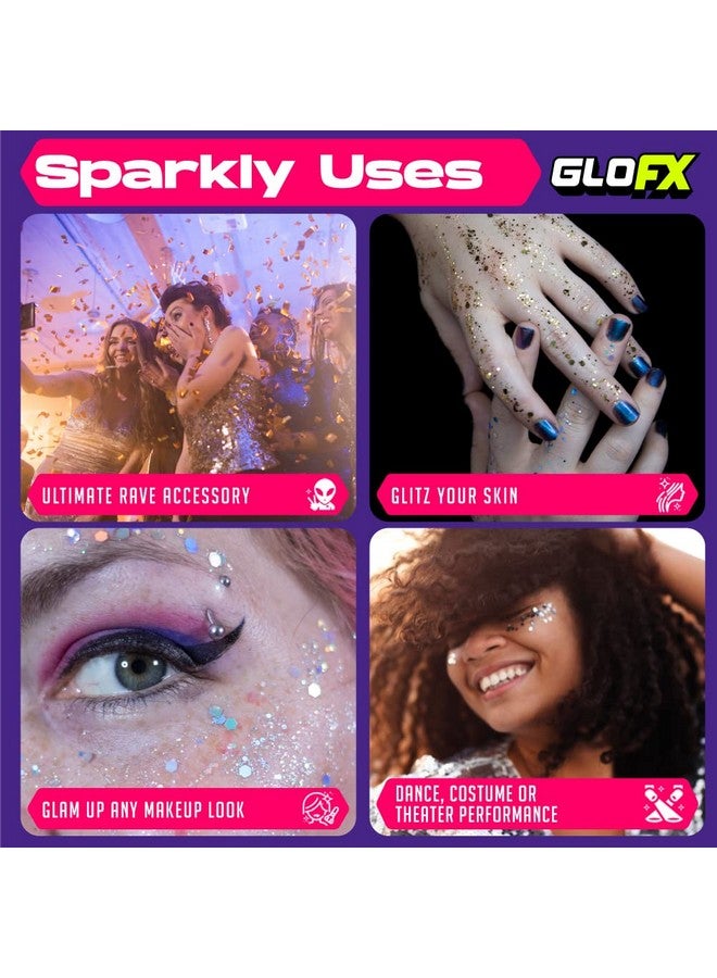 Biodegradable Makeup Glitter Combination 4 Pack For Hair Face And Body ; Perfect Festival And Rave Makeup Accessory