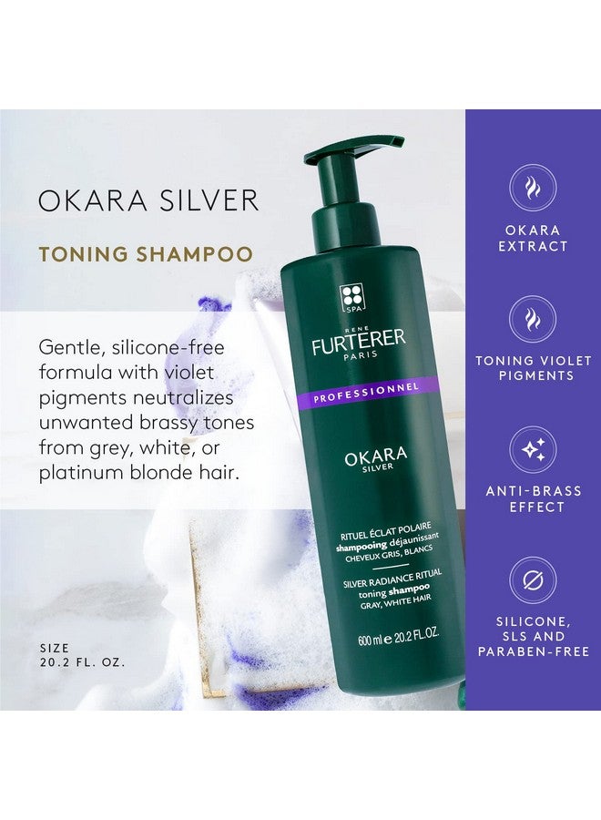 Okara Silver Toning Shampoo Purple Shampoo For Blonde White Grey Silver Pastel Hair Pump 20.2 Oz.