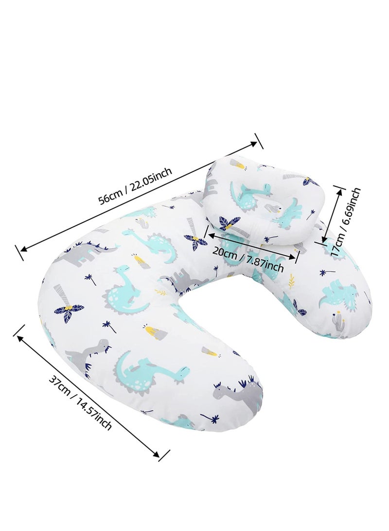 Baby Breastfeeding Nursing Pillow,Positioner,Machine Washable U Shape Nursing,Infant Support Pillow Bonus Head Positioner,Adjustable Pillow For Breastfeeding (Dinosaur)