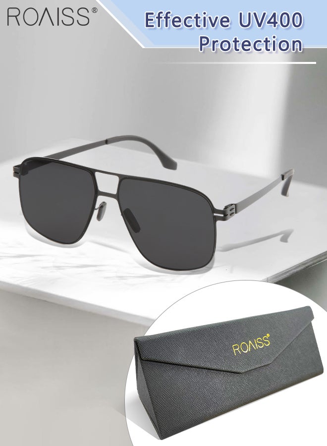 Men's Aviator Sunglasses, UV400 Protection Sun Glasses with Ultralight Metal Frame, Fashion Anti-Glare Sun Shades for Men Driving, Fishing, Traveling, Black