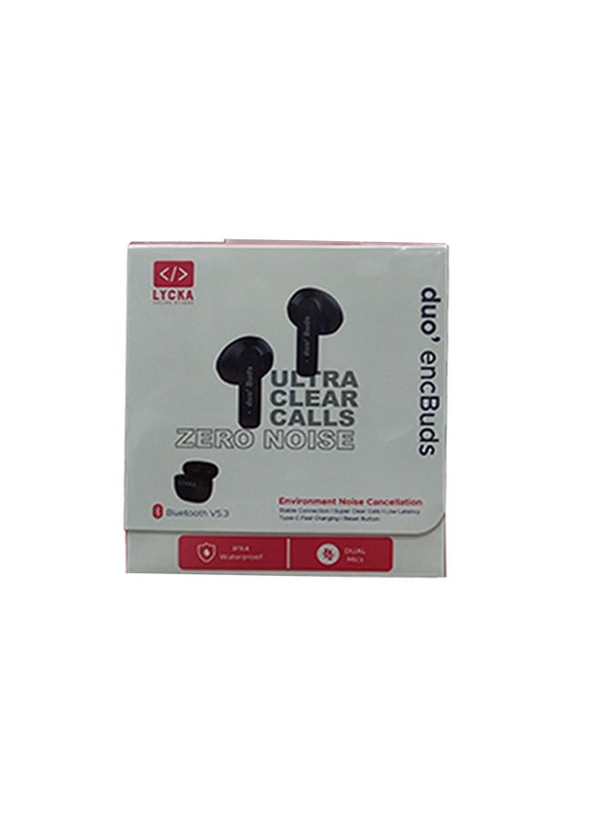 Lycka duo ENC Earbuds, Zero Noise Ultra Clear Voice Call Black Color Waterproof