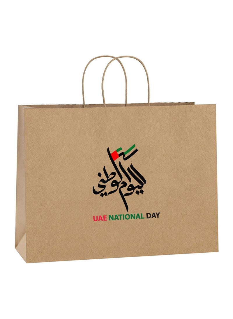 UAE National Day Celebration 12 Pcs of Kraft Bag With Handles Bulk Gift Bags Shopping Bags for Recycled Large Brown Paper Bags