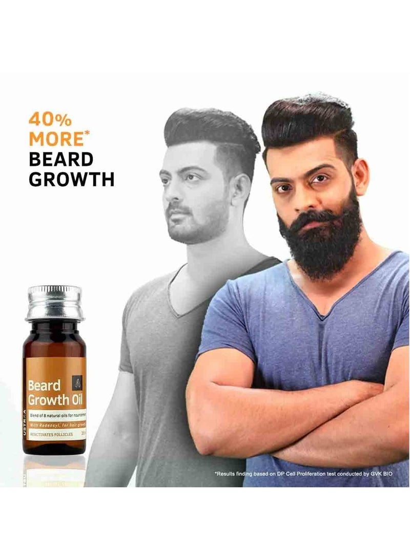 USTRAA Beard Growth Oil 35ml And Face Stubble lotion 60ml Combo Pack of 2