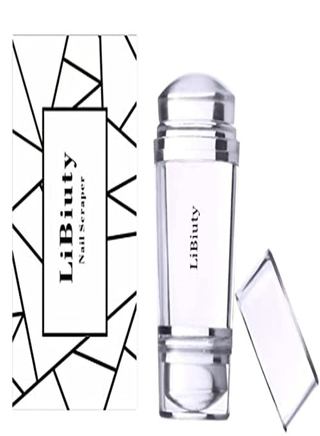 Nail Art Stamper Dual Head Clear Jelly Nail Polish Transfer Stamper Extra 4Pcs Silicone Heads & 1 Scraper Manicure Nail Art Tool