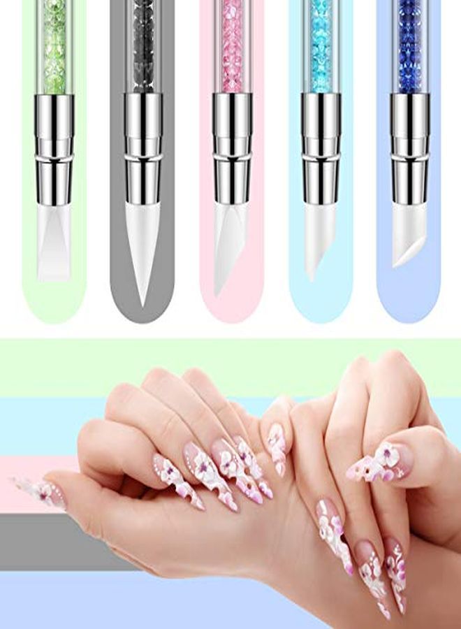 Nail Art Sculpture Pen Dual Tipped Silicone Nail Tool Rhinestone Nail Polish Carving Pen Rubber Tip Nail Brushes