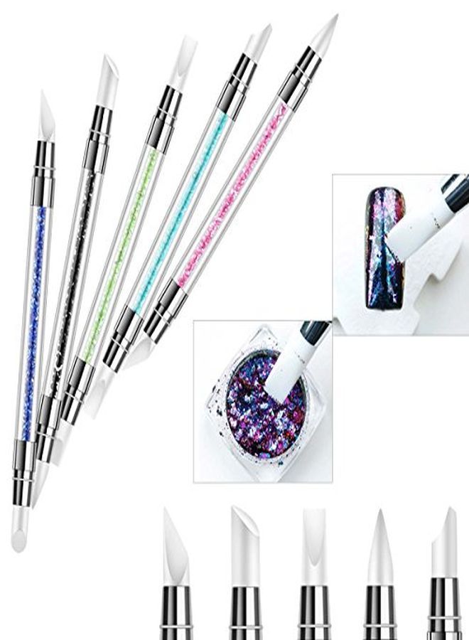 Nail Art Sculpture Pen Dual Tipped Silicone Nail Tool Rhinestone Nail Polish Carving Pen Rubber Tip Nail Brushes