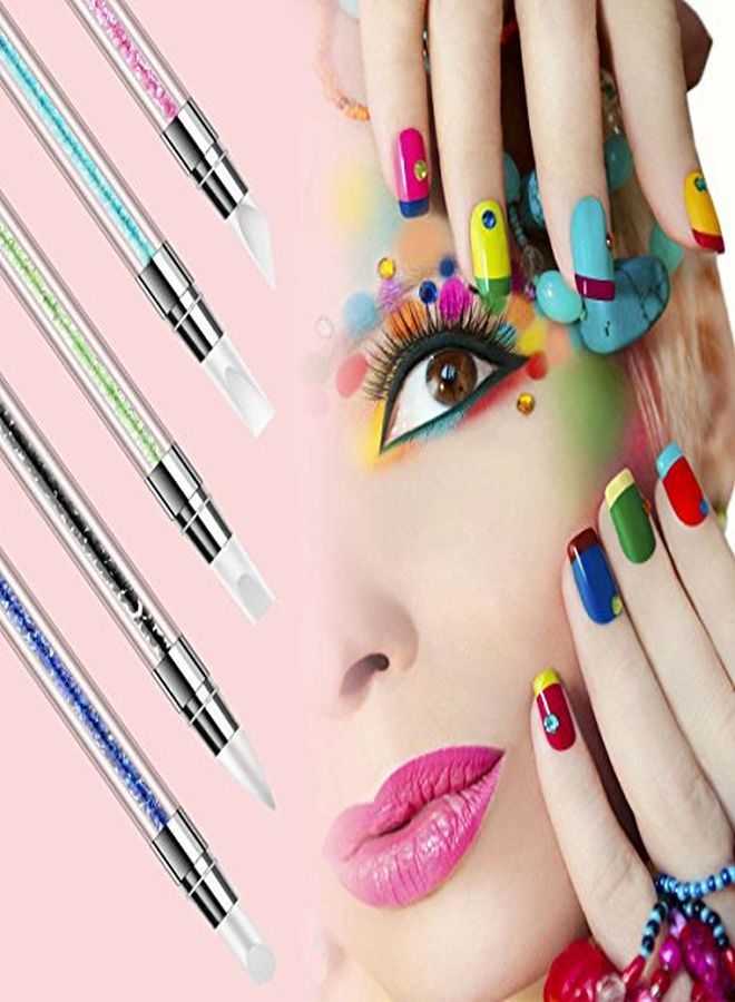 Nail Art Sculpture Pen Dual Tipped Silicone Nail Tool Rhinestone Nail Polish Carving Pen Rubber Tip Nail Brushes