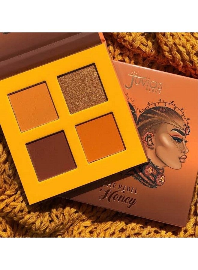 Rebel Quad Honey Eyeshadow Palette Professional Eye Makeup, Pigmented Eyeshadow Palette, Makeup Palette For Eye Color & Shine, Pressed Eyeshadow Cosmetics, Shades Of 4