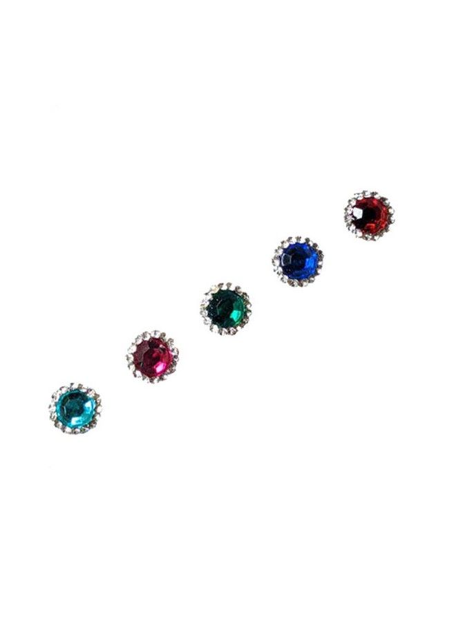 Stone Multicolor Bindi With Diamond Border (8 Mm) (Bin374)