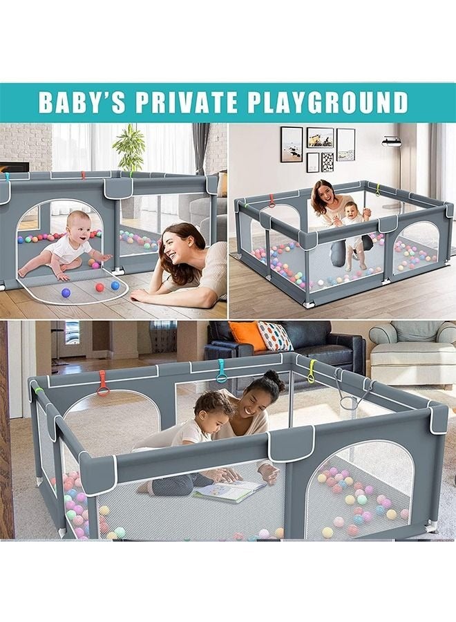 Indoor & Outdoor Infant Safety Activity Center Anti-Slip Base, Children's Fences Packable (Grey, 160*200CM)
