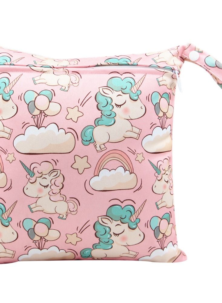 Cartoon Cute Print Stroller Hanging Bag Multi-functional Diaper Storage Bag Diaper Pad Hanging Bag