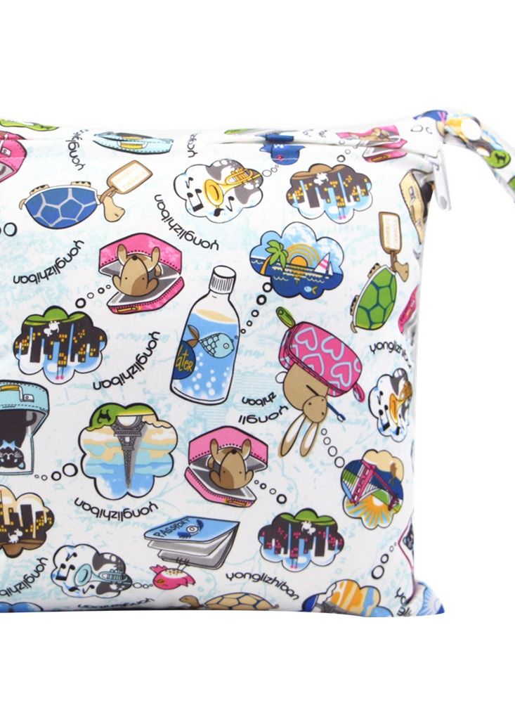 Cartoon Cute Print Stroller Hanging Bag Multi-functional Diaper Storage Bag Diaper Pad Hanging Bag