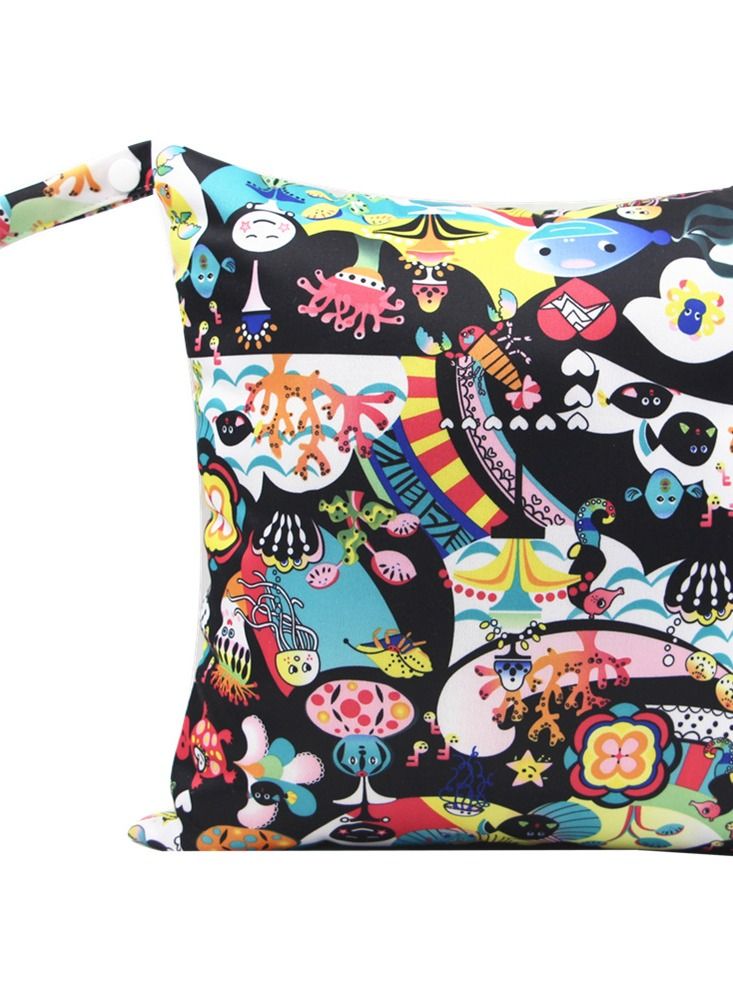 Cartoon Cute Print Stroller Hanging Bag Multi-functional Diaper Storage Bag Diaper Pad Hanging Bag