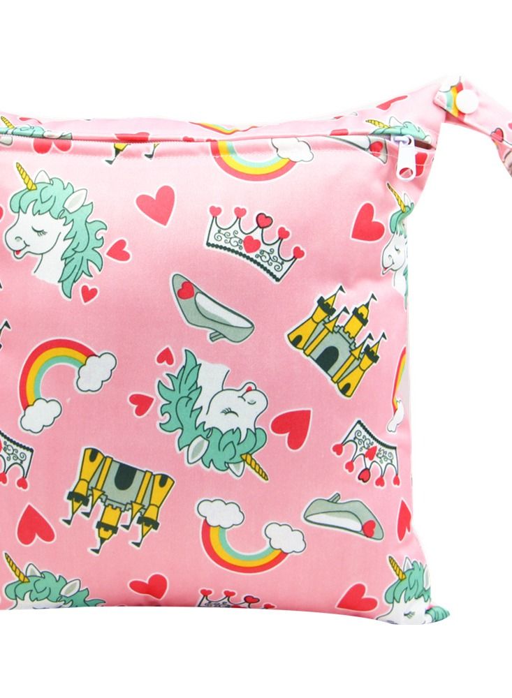 Cartoon Cute Print Stroller Hanging Bag Multi-functional Diaper Storage Bag Diaper Pad Hanging Bag