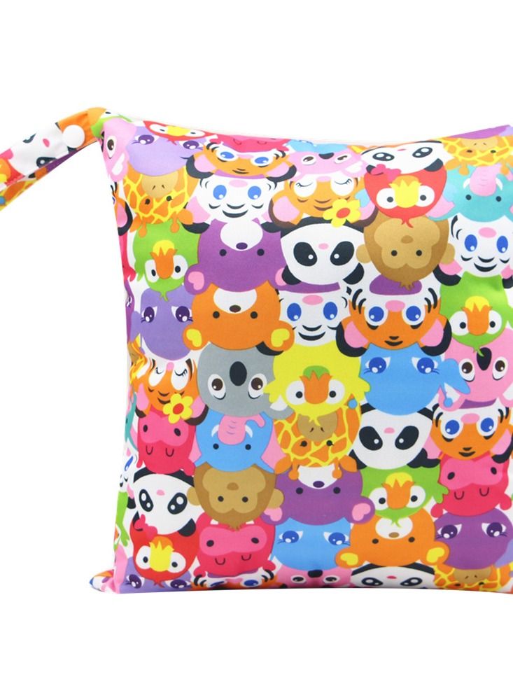 Cartoon Cute Print Stroller Hanging Bag Multi-functional Diaper Storage Bag Diaper Pad Hanging Bag