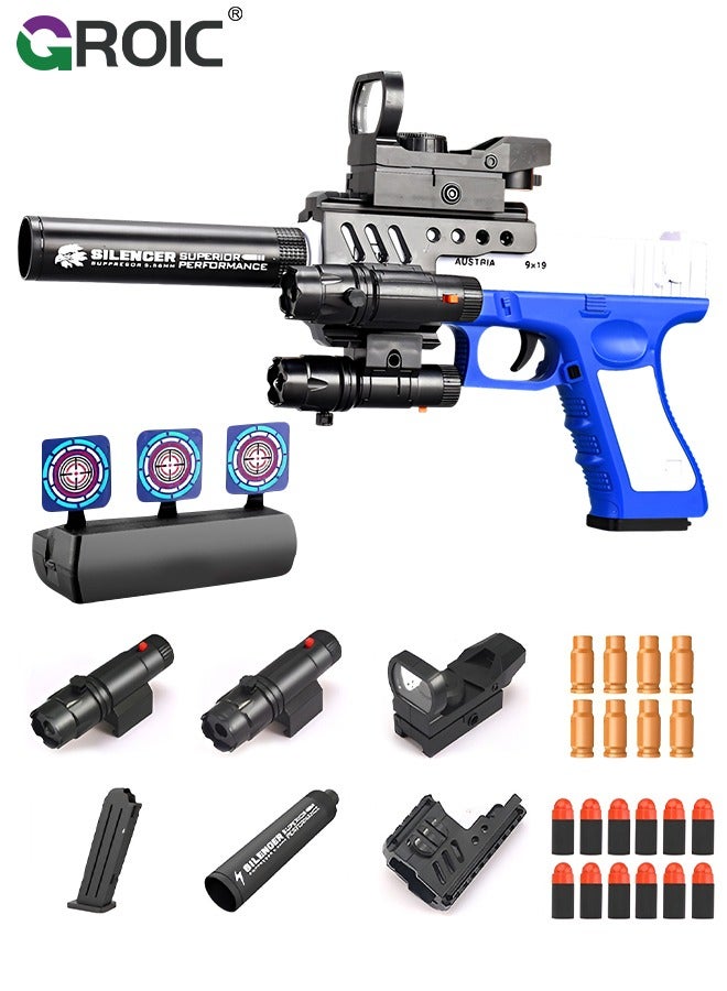 Soft Bullet Toy Guns, Glock Continuous Shell Throwing Soft Gun Toy, Toy Foam Blasting Gun, Shooting Games Machine Gun Toys Pistol Toys for Kids Soft Bullet Gun with Eva Soft Bullet, Target etc