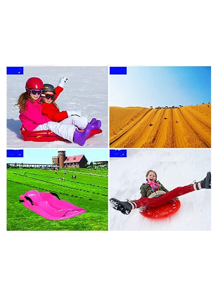 1pc Outdoor Sports Plastic Skiing Boards Sled Luge Snow Grass Sand Board Ski Pad Snowboard With Rope For Double Person  color may vary