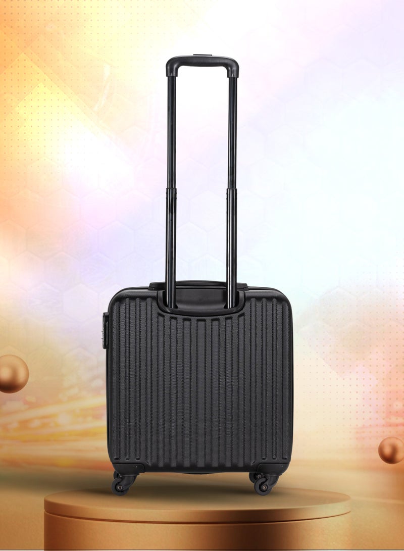 Single Hardside Spinner 4 Wheels Cabin Trolley Luggage With Number Lock 16 Inches Black