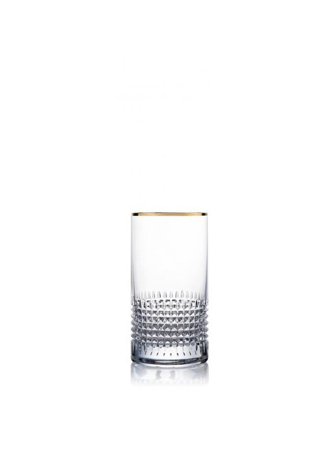 2-Piece High-Ball Diamond Glass Clear/Gold Clear/Brown 134 x 72mm