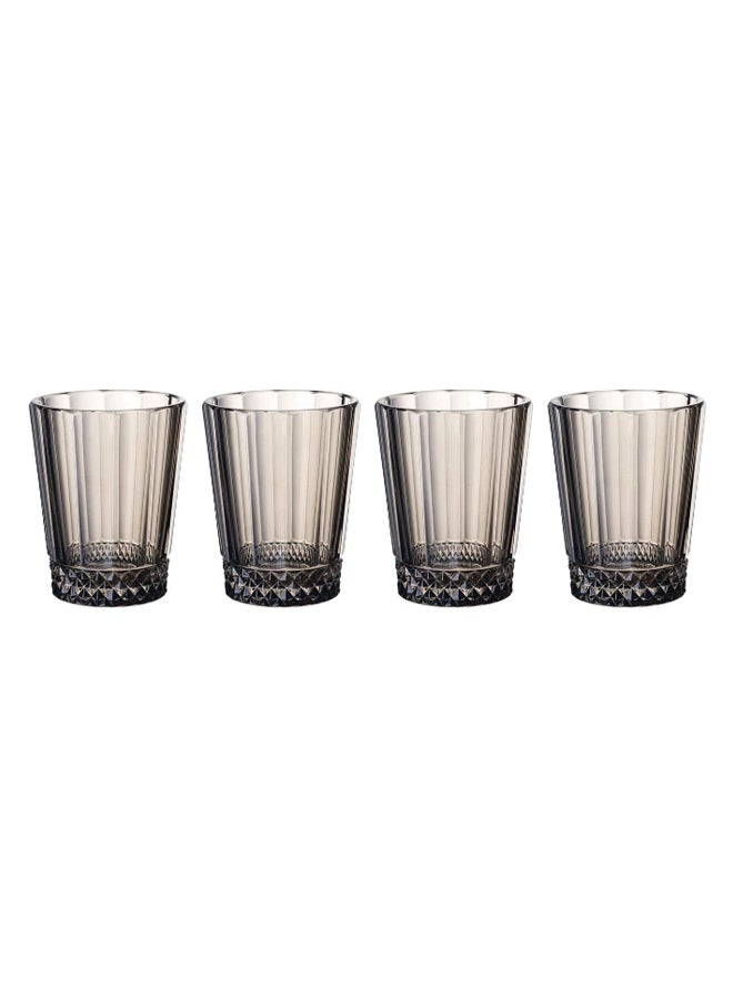 4-Piece Opera Elegant Designed Drinkware Glass Set Clear/Black 12.7 x 18.9cm