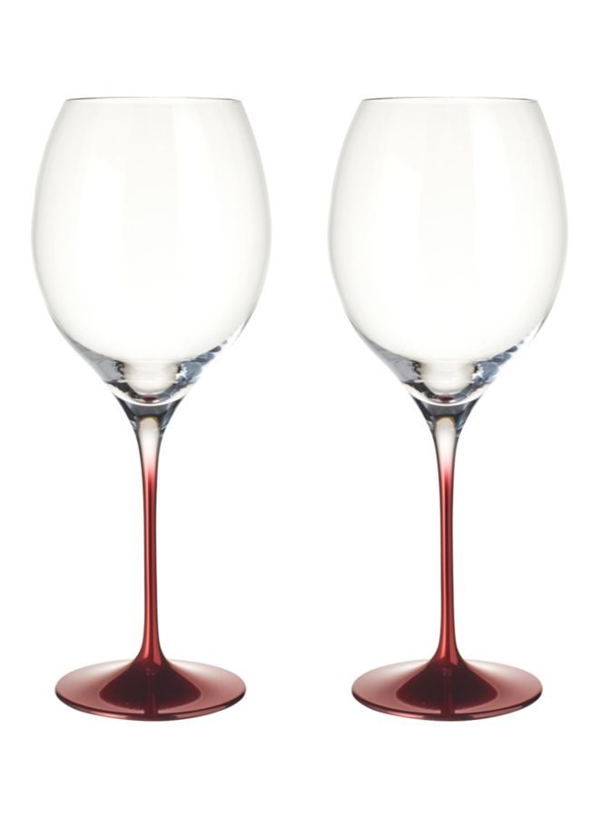 2-Piece Allgorie Premium Rosewood Wine Glass Set Clear/Red 294mm