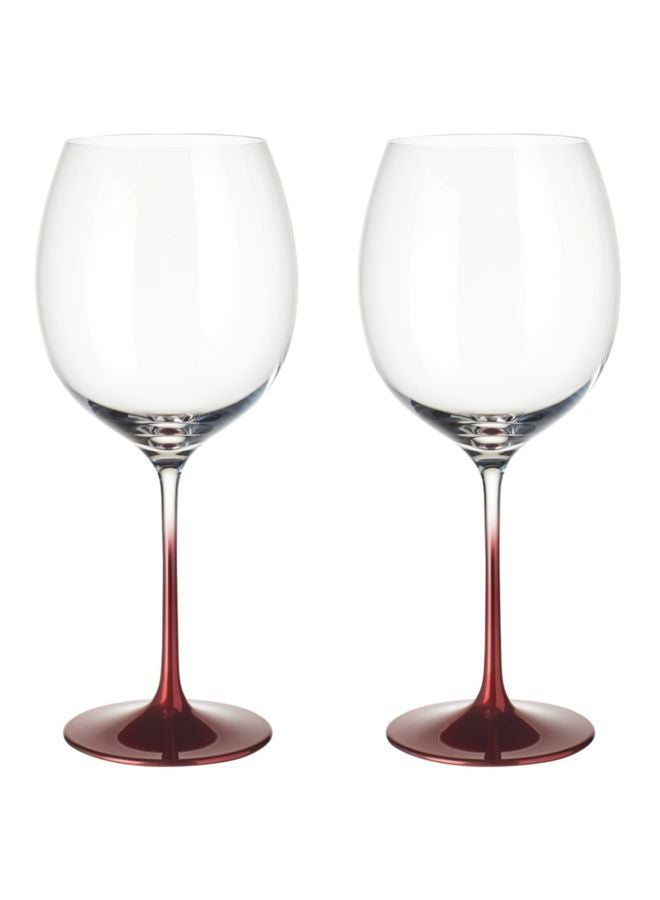 2-Piece Allgorie Premium Rosewood Beverage Glass Set Clear/Red