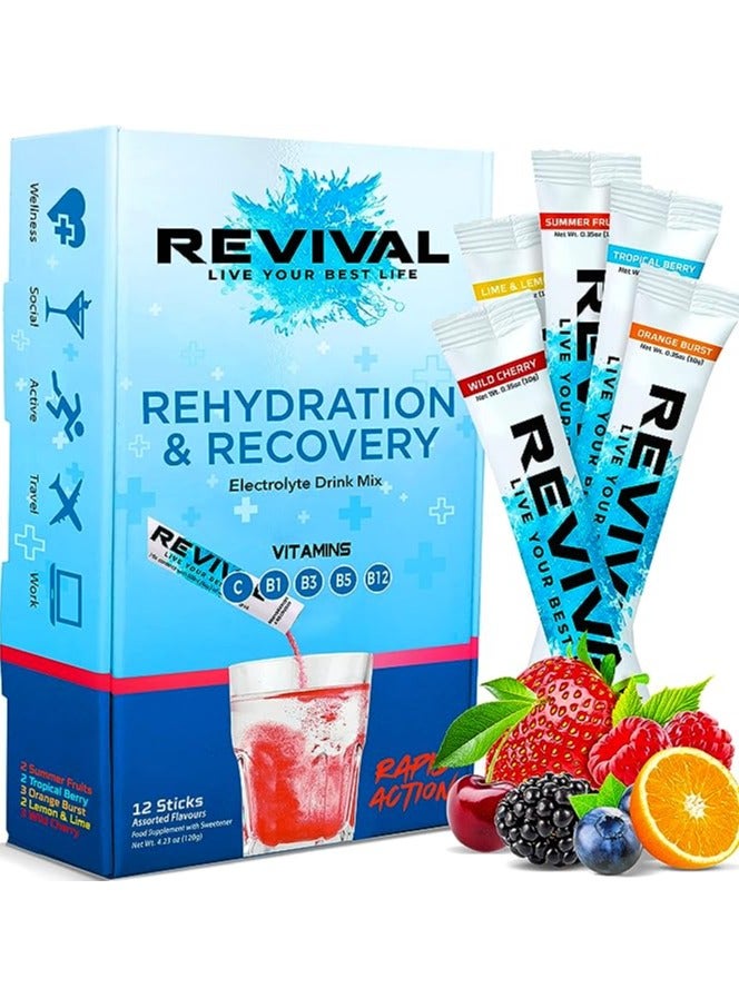 Revival Rapid Rehydration Electrolytes Powder Assorted Flavor 12 Sachet