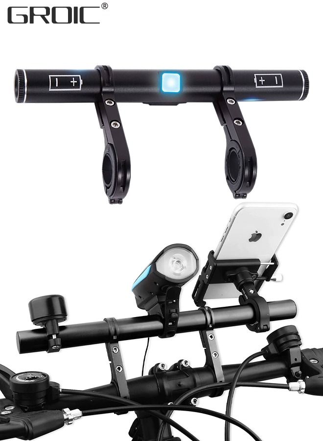 USB Rechargeable Bike Handlebar Extender, 8 In Bicycle Handlebar Extension and a Built-in 4000mAh Bike Phone Charger, for Holding Bicycle Speedometer, GPS, Phone Mount Holder and Bike Light