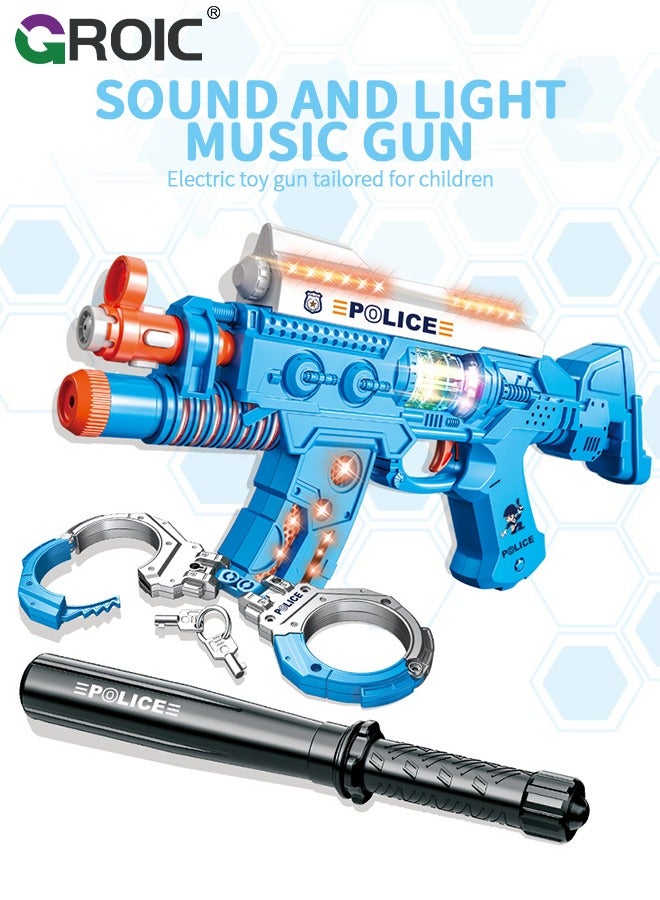 Toy Gun with Sounds, Handcuffs, Batons and Spinning Lights, Electric Gun Toy Most Popular Gifts for Children, Special Toy Gun with Dazzling Light, Amazing Blaster Sound & Unique Action Light-UP