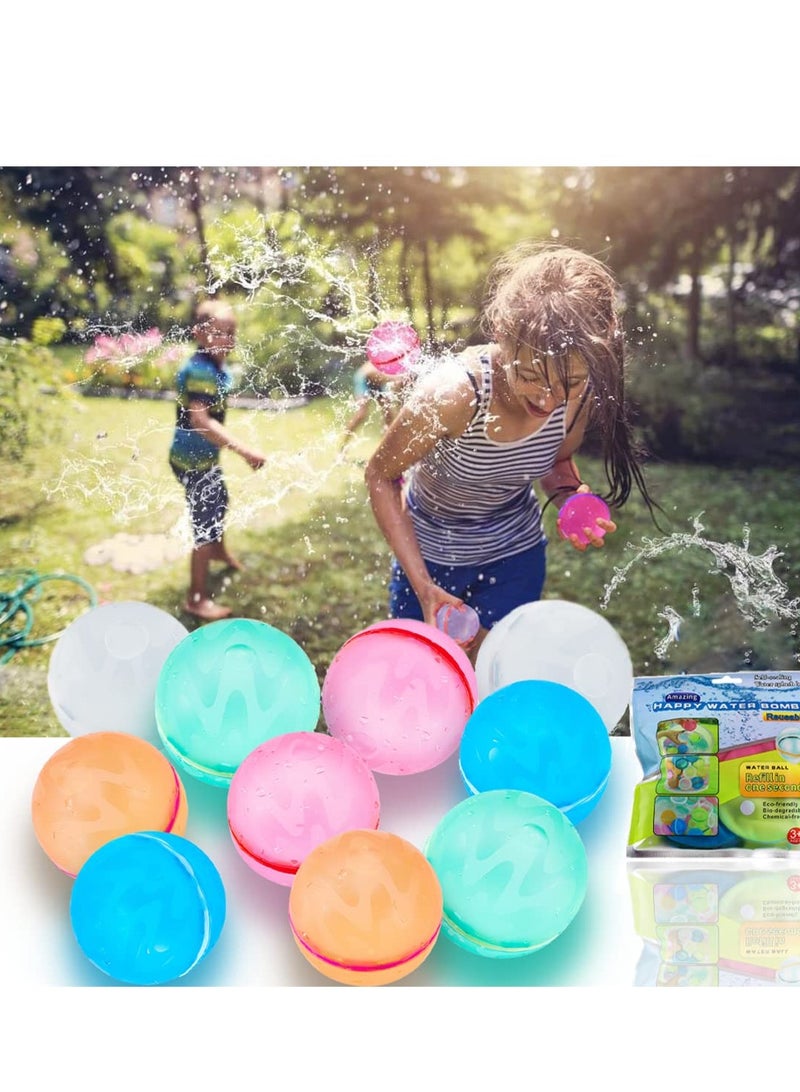 Reusable Water Balloons, Quick Fill Self Sealing, Summer Water Toys, Outdoor Toys, Pool Toys, Self-Sealing Water Ball for Kids Adults (6 Pcs)