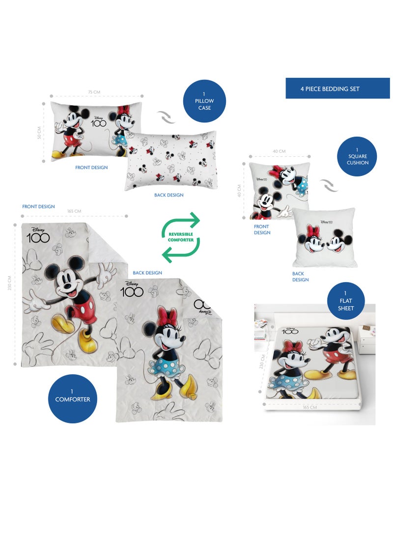 Disney Mickey and  Minnie Mouse 4 Pcs Kids Bedding Set