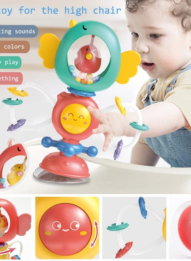 Baby Toys, High Chair Suction Cup Rattle Toys for Sensory Play, Suitable for Boys And Girls Ages 3 Months, Blue