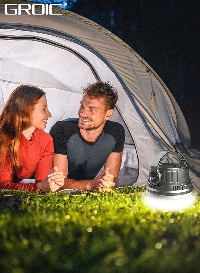 Solar LED Camping Lantern, USB Rechargeable Camping Lamp Flashlights & Power Bank, Camping Light Waterproof Portable Outdoor Tent Light for Hurricane, Power Outages, Home, Hiking Fishing Camping