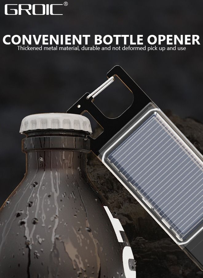 LED Mini COB Flashlights Solar/Rechargeable Multi Function, 1000 High Lumen Super Bright 9 Light Modes Light Waterproof Portable Led Work Light, Pocket Light With Bottle Opener And Magnet Base