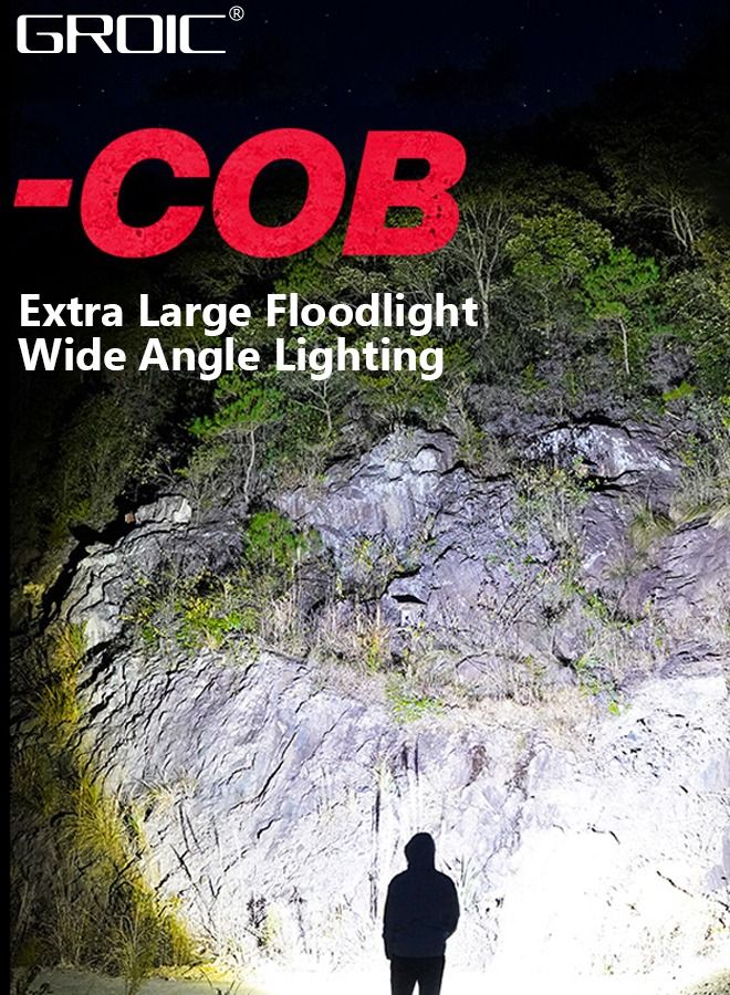 LED Mini COB Flashlights Solar/Rechargeable Multi Function, 1000 High Lumen Super Bright 9 Light Modes Light Waterproof Portable Led Work Light, Pocket Light With Bottle Opener And Magnet Base