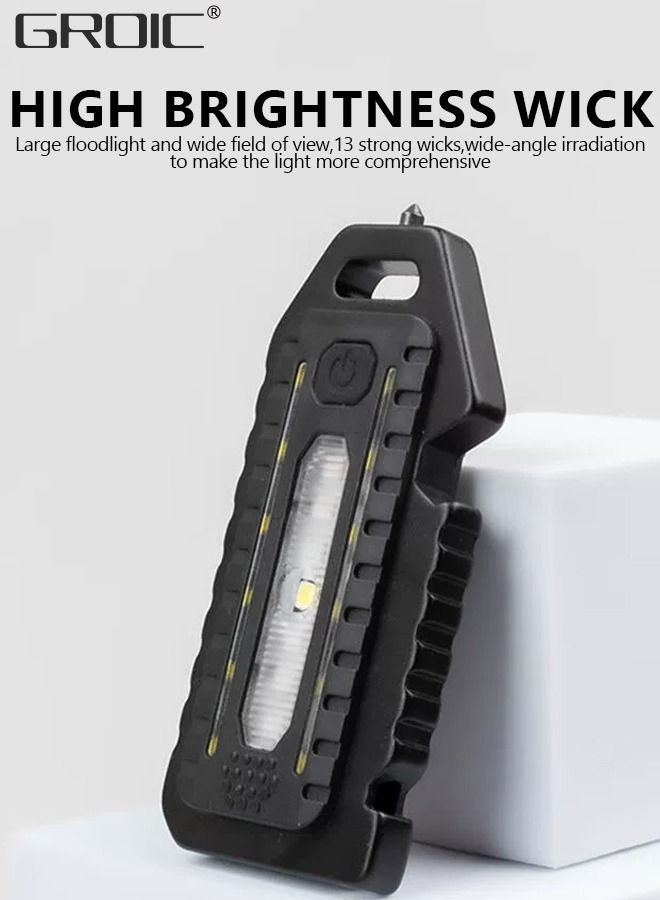 LED Mini COB Flashlights 1000 High Lumen, Super Bright 5 Light Modes Light, Rechargeable Cob Waterproof Portable Led Work Light, Portable Pocket Light With Bottle Opener And Magnet Base