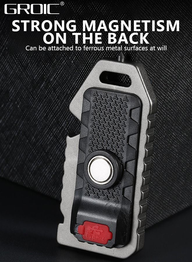 LED Mini COB Flashlights 1000 High Lumen, Super Bright 5 Light Modes Light, Rechargeable Cob Waterproof Portable Led Work Light, Portable Pocket Light With Bottle Opener And Magnet Base