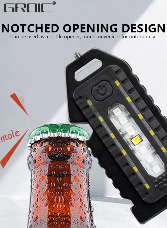 LED Mini COB Flashlights 1000 High Lumen, Super Bright 5 Light Modes Light, Rechargeable Cob Waterproof Portable Led Work Light, Portable Pocket Light With Bottle Opener And Magnet Base
