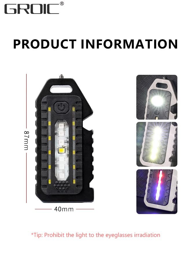 LED Mini COB Flashlights 1000 High Lumen, Super Bright 5 Light Modes Light, Rechargeable Cob Waterproof Portable Led Work Light, Portable Pocket Light With Bottle Opener And Magnet Base