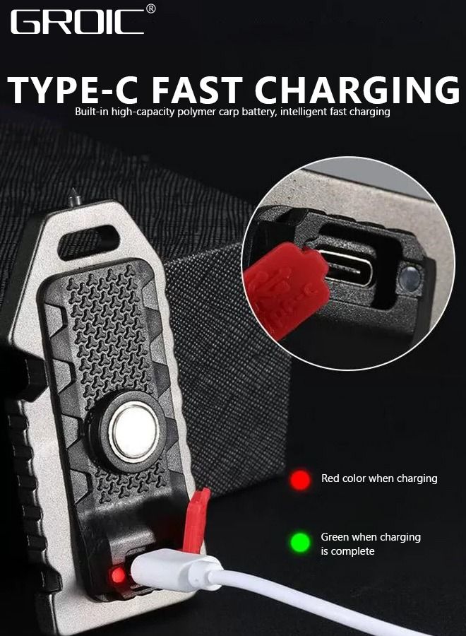 LED Mini COB Flashlights 1000 High Lumen, Super Bright 5 Light Modes Light, Rechargeable Cob Waterproof Portable Led Work Light, Portable Pocket Light With Bottle Opener And Magnet Base