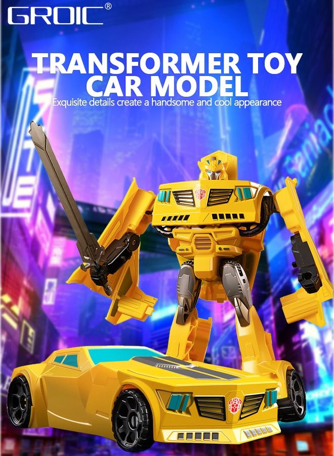 Deformation Robot Toy, Deformed Car Robot Toys, Action Figure Deformation Car Model, Portable Deformation Robot Toys Gift for Kids-Bumblebee