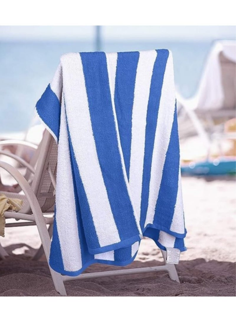 Luxury Pool Towels, 90x180cm (1pcs) (Blue & White Stripe)
